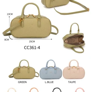 Bolso de Mano Sintético tipo Bowling Coveri Collection con 2 Cremalleras Enterizas para Mujer