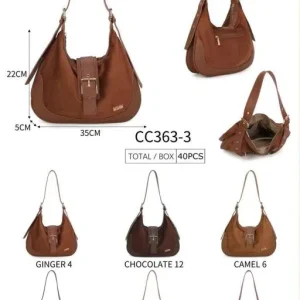 Amplio Bolso de Hombro Sintético tipo Hobo Coveri Collection de Mujer con Solapa tipo Cinturón