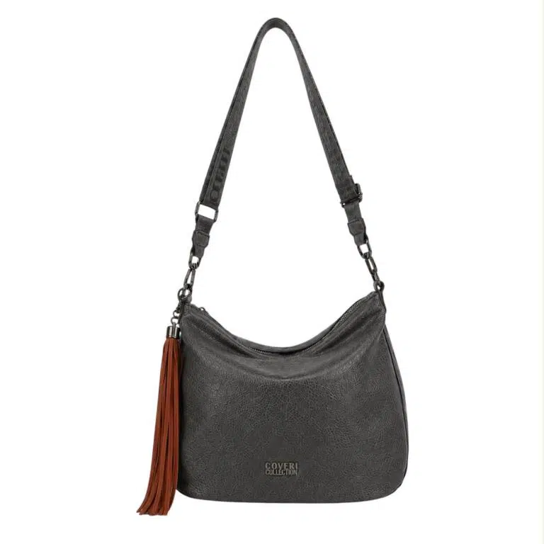 Bolso de Hombro Sintético Coveri Collection con Cremallera Inferior Decorativa y Flecos - Imagen 4