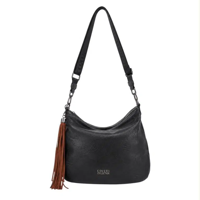 Bolso de Hombro Sintético Coveri Collection con Cremallera Inferior Decorativa y Flecos - Imagen 5