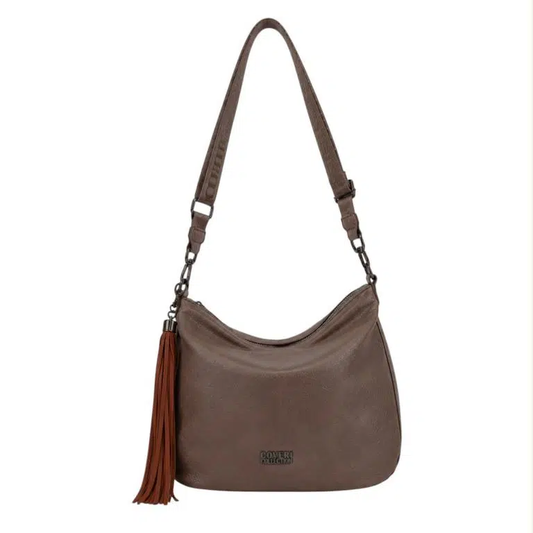 Bolso de Hombro Sintético Coveri Collection con Cremallera Inferior Decorativa y Flecos - Imagen 3