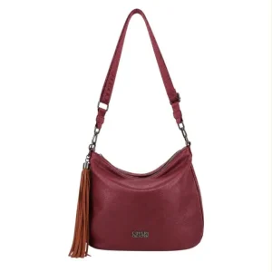 Bolso de Hombro Sintético Coveri Collection con Cremallera Inferior Decorativa y Flecos