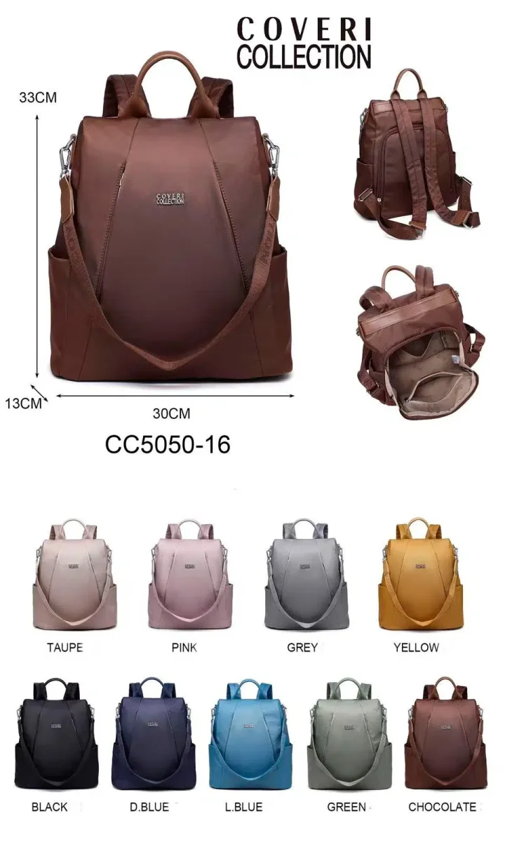 Mochila Antirrobo en Nylon Coveri Collection con 5 Compartimentos y Gran Capacidad para Mujer - Imagen 2
