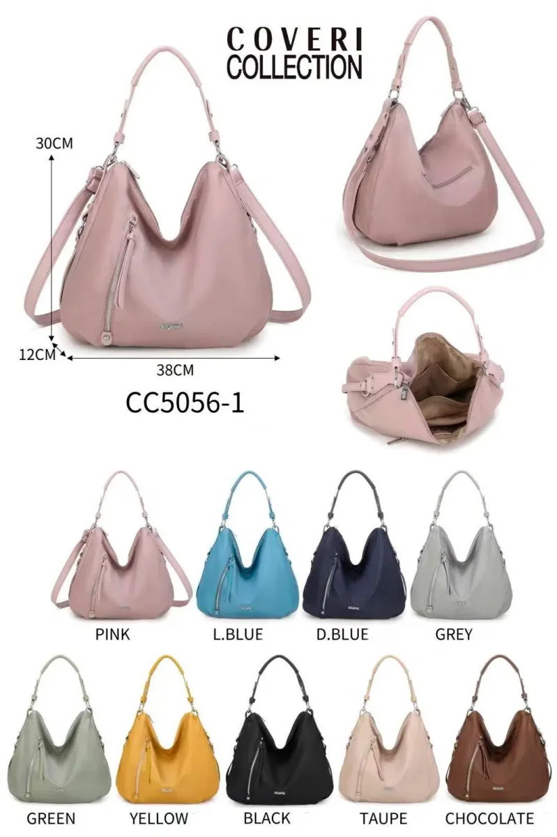Bolso de Hombro Hobo en Nylon Coveri Collection para Mujer con 2 Bolsillos Exteriores