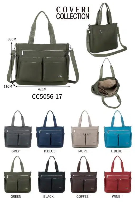 Amplio Bolso de Hombro en Nylon para Mujer con 9 Compartimentos y Gran Calidad Coveri Collection - Imagen 9