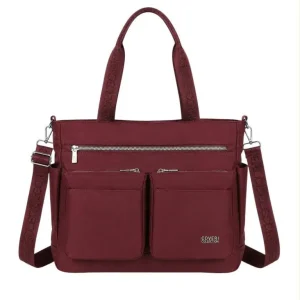 Amplio Bolso de Hombro en Nylon para Mujer con 9 Compartimentos y Gran Calidad Coveri Collection