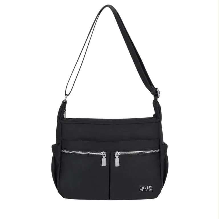 Bolso de Hombro en Tela Nylon Coveri Collection con 6 Bolsillos Exteriores y Cremallera Mujer - Imagen 4