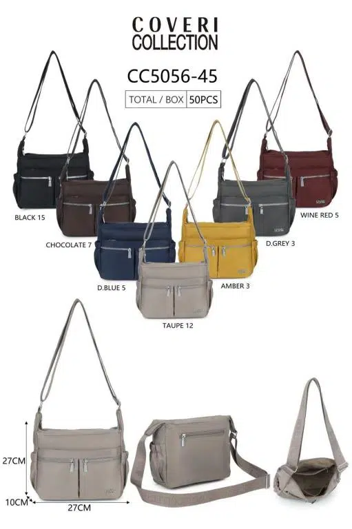 Bolso de Hombro en Tela Nylon Coveri Collection con 6 Bolsillos Exteriores y Cremallera Mujer - Imagen 9