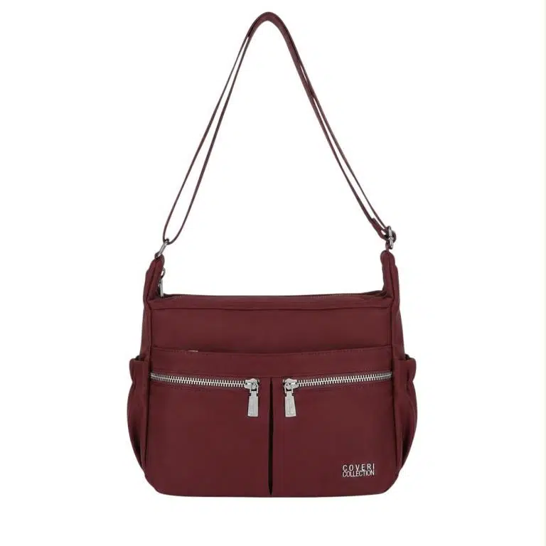 Bolso de Hombro en Tela Nylon Coveri Collection con 6 Bolsillos Exteriores y Cremallera Mujer