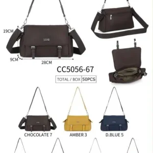 Bolso Bandolera en Nylon Coveri Collection con Solapas Laterales y Frontal para Mujer