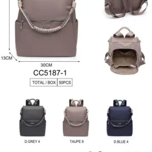 Mochila Antirrobo en Nylon Coveri Collection con Asa Larga de Cuerda y Bolsillo Frontal