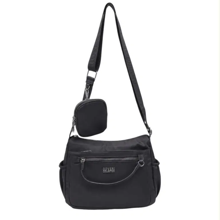 Bolso Bandolera de Mujer en Tela Nylon Coveri Collection con 6 Compartimentos y Monedero Extra - Imagen 6