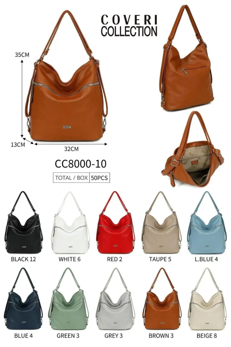 Bolso-Mochila Sintético Hobo de Mujer Coveri Collection con Bolsillos Exteriores y Gran Capacidad - Imagen 6