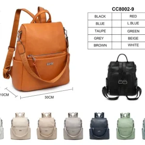 Mochila Antirrobo Sintética con Compartimentos Exteriores y Neceser Extra para Mujer