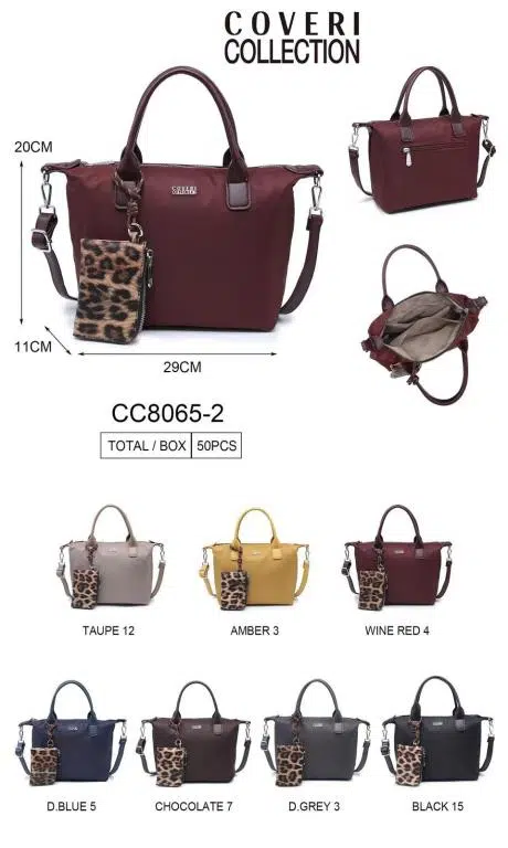 Bolso de Mano en Nylon Coveri Collection con Monedero Extra Animal Print para Mujer
