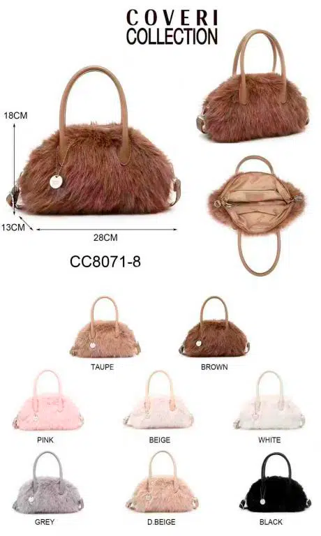 Bolso de Mano Coveri Collection con Pelo Sintético, Cremallera y Bolsillos Internos para Mujer