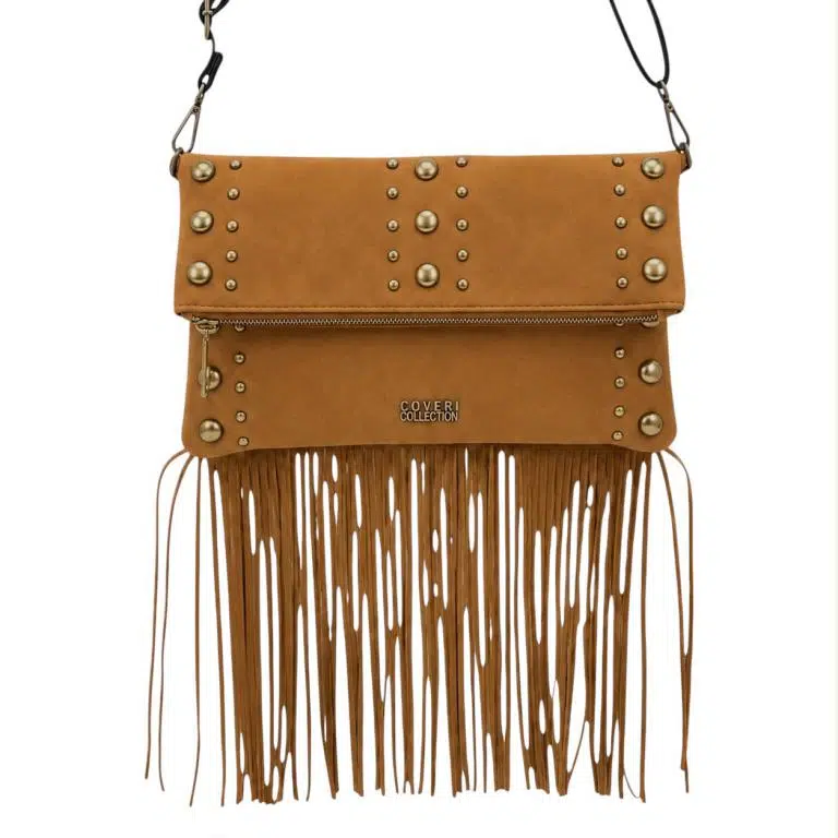 Bolso Bandolera Sintético Coveri Collection con Flecos, Piedras Frontales y Bolsillo Trasero Mujer - Imagen 6