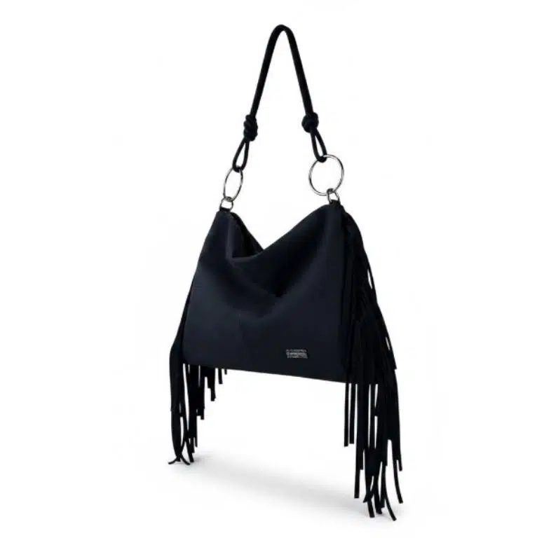 Bolso de Hombro Sintético Hobo Coveri Collection con Bolsillo Trasero y Flecos Laterales para Mujer - Imagen 5
