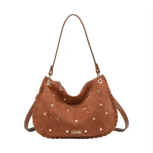 Bolso de Mano Sintético Estilo Serraje Coveri Collection Mujer con Tachuelas en Frontal y Asa