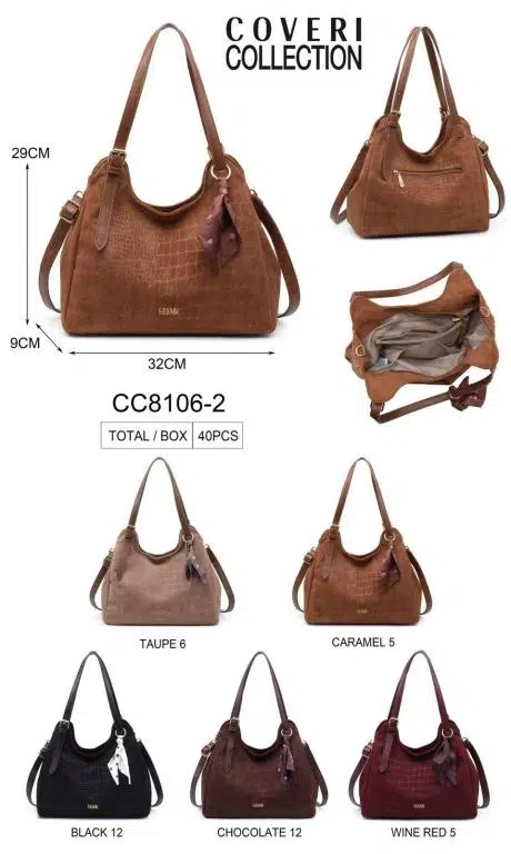 Bolso de Hombro Sintético Coveri Collection con Diseño Croco y Pañuelo Decorativo Mujer - Imagen 2