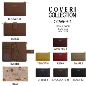 Cartera Sintética Coveri Collection con Caja y Tarjetero Extraíble para Mujer