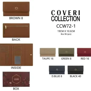 Cartera Larga Sintética Coveri Collection de Mujer con Bolsillo Trasero y Solapa de Botón