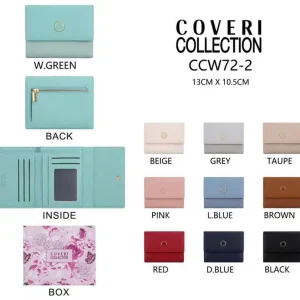 Cartera Sintética Coveri Collection de Mujer con Caja, Espacio para Tarjetas y Bolsillo Trasero