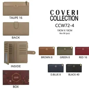 Cartera Larga Sintética Coveri Collection de Mujer con Caja, Cremallera y Espacio para Tarjetas