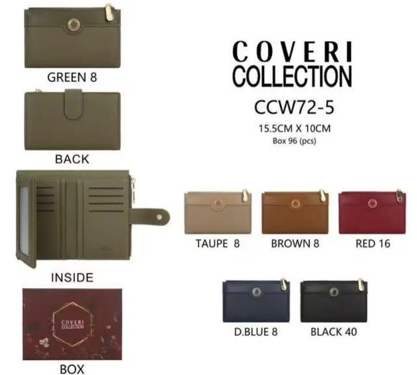 Monedero Sintético Coveri Collection de Mujer con Caja, Cremallera y Espacio para Tarjetas