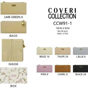 Cartera Larga Sintética Coveri Collection con Caja, Botón y Cremallera para Mujer