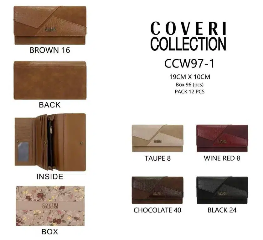 Cartera Sintética Coveri Collection de Mujer con Solapa Bicolor y Varios Compartimentos - Imagen 2