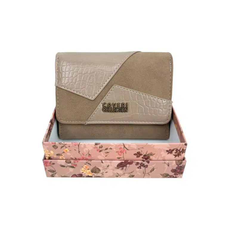 Monedero Sintético Coveri Collection de Mujer con Solapa Bicolor y Botón Interno