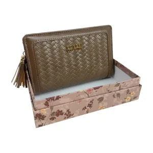 Cartera Sintética de Mujer Coveri Collection con Diseño Trenzado y Cremallera con Flecos