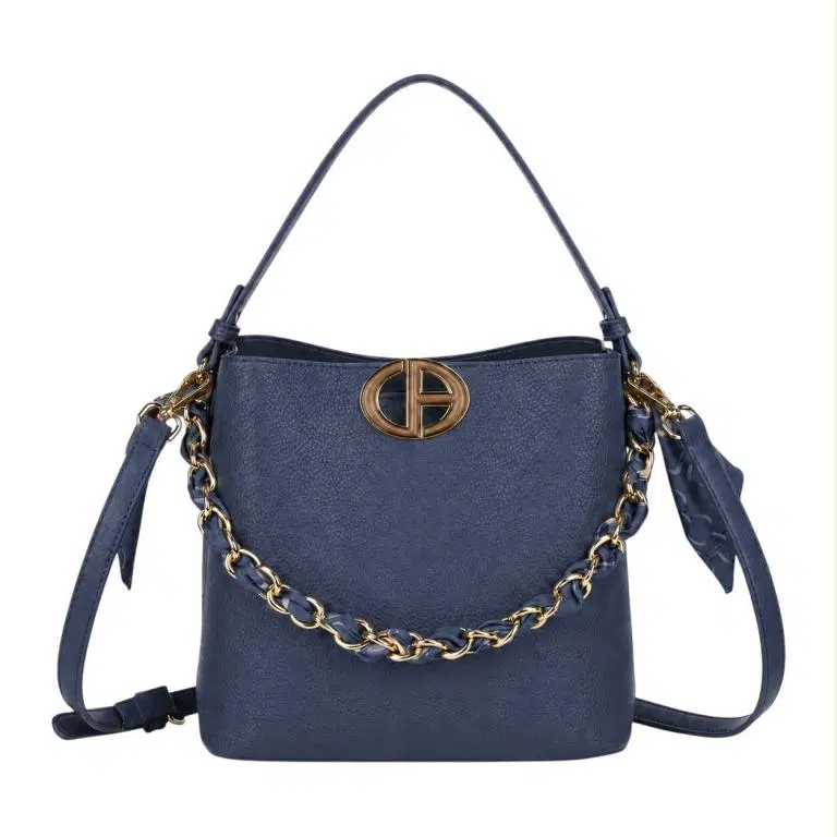 Bolso de Mano Sintético de Mujer con Chapa Frontal y Asa Dorada con Pañuelo Decorativo - Imagen 8