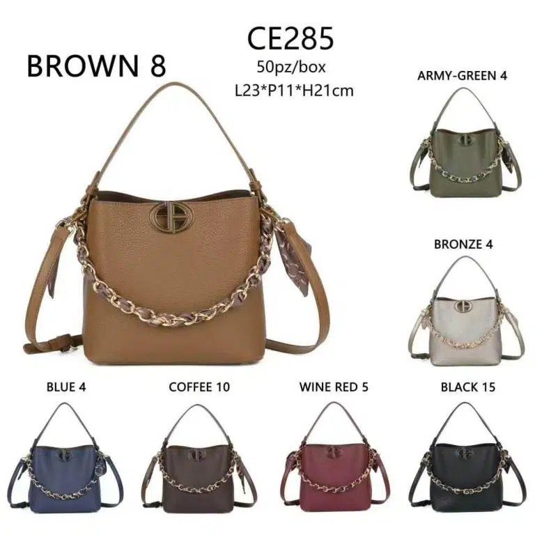 Bolso de Mano Sintético de Mujer con Chapa Frontal y Asa Dorada con Pañuelo Decorativo - Imagen 9