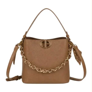 Bolso de Mano Sintético de Mujer con Chapa Frontal y Asa Dorada con Pañuelo Decorativo
