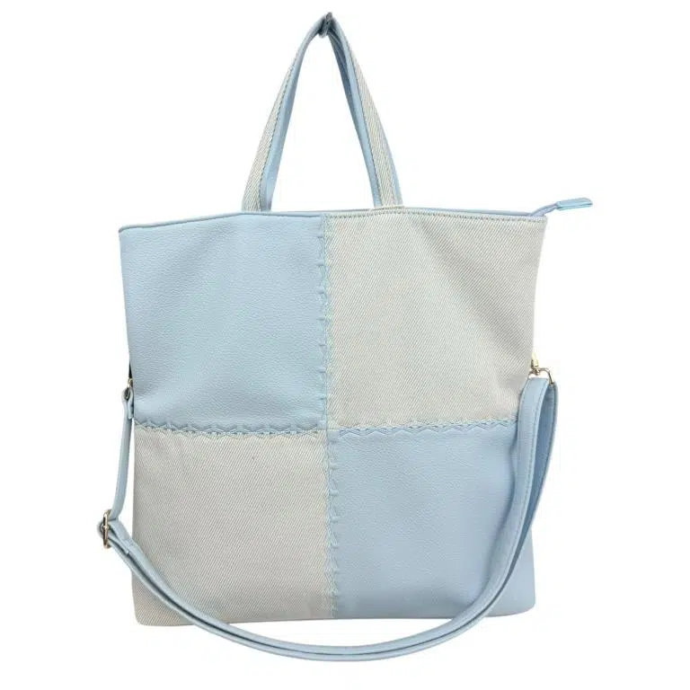 Bolso de Mano Sintético Bicolor con Diseño de Cuadrados, 2 Asas Cortas y Gran Capacidad para Mujer - Imagen 6