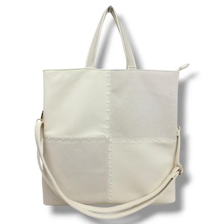 Bolso de Mano Sintético Bicolor con Diseño de Cuadrados, 2 Asas Cortas y Gran Capacidad para Mujer - Imagen 5