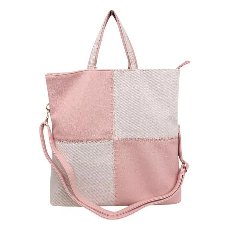 Bolso de Mano Sintético Bicolor con Diseño de Cuadrados, 2 Asas Cortas y Gran Capacidad para Mujer - Imagen 4