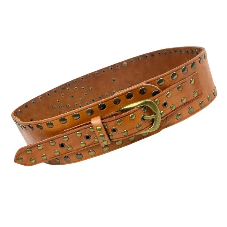 Cinturón Artesanal Exclusivo en Piel con Muchas Tachuelas Decorativas y Gran Calidad para Mujer - Imagen 7