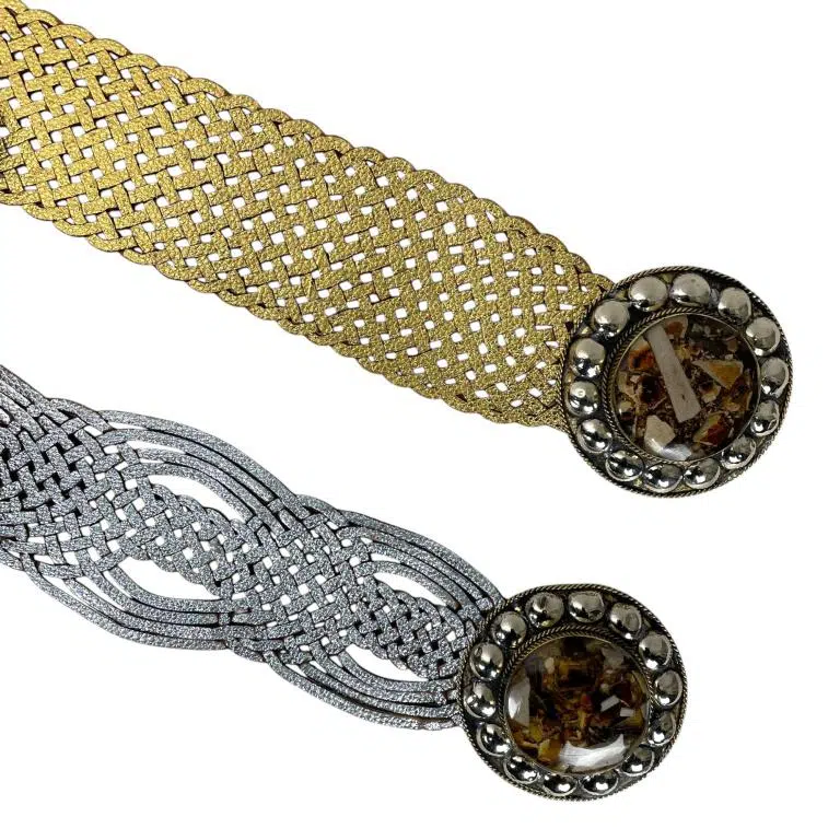 Cinturón Artesanal Metalizado en Piel con Hebilla Circular y Estilo Único para Mujer - Imagen 4