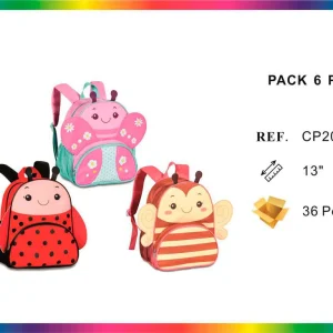Mochila Escolar con Diseño Infantil de Bichos, Alegres Colores y Bonito Estilo