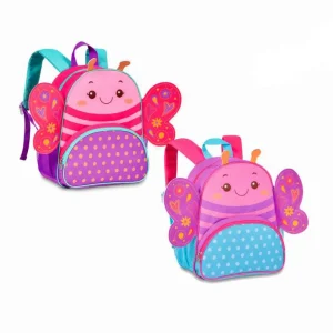 Mochila Escolar de Vivos Colores con Diseño de Mariposa, Detalles 3D y Cremallera