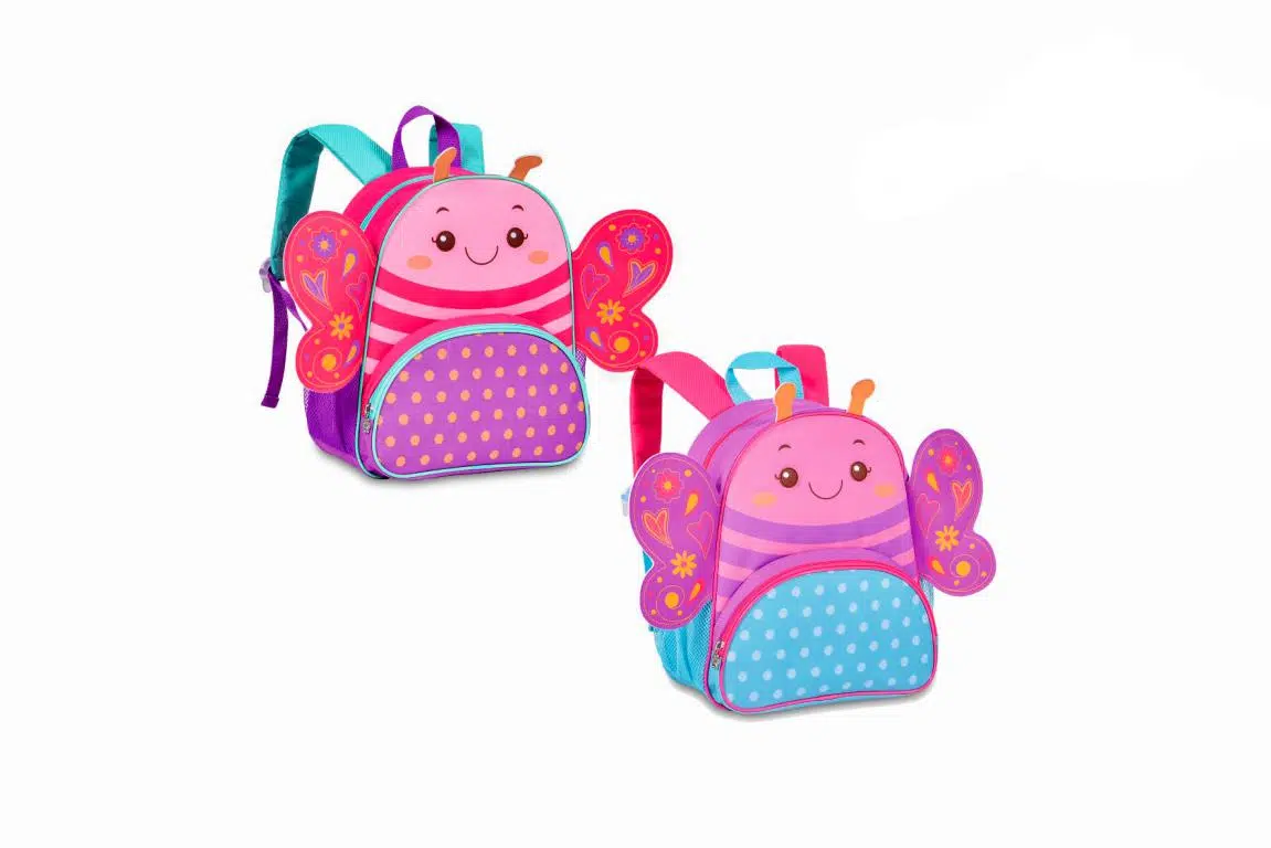 Mochila Escolar de Vivos Colores con Diseño de Mariposa, Detalles 3D y Cremallera