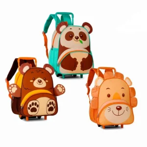 Mochila Escolar de Ruedas con Diseño Infantil Zoo y Preciosos Detalles