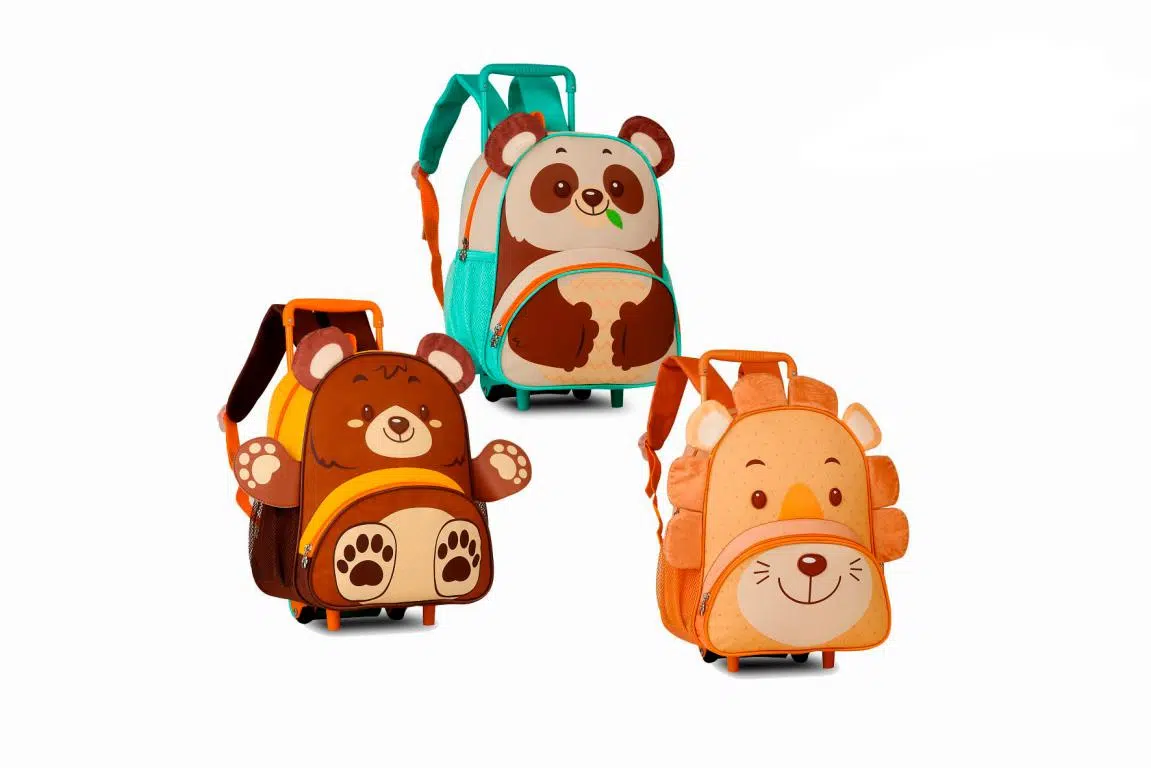 Mochila Escolar de Ruedas con Diseño Infantil Zoo y Preciosos Detalles