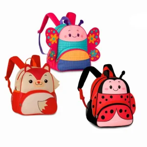 Mochila Escolar con Alegre Diseño Animals, Detalles 3D, Cremallera y Preciosos Colores