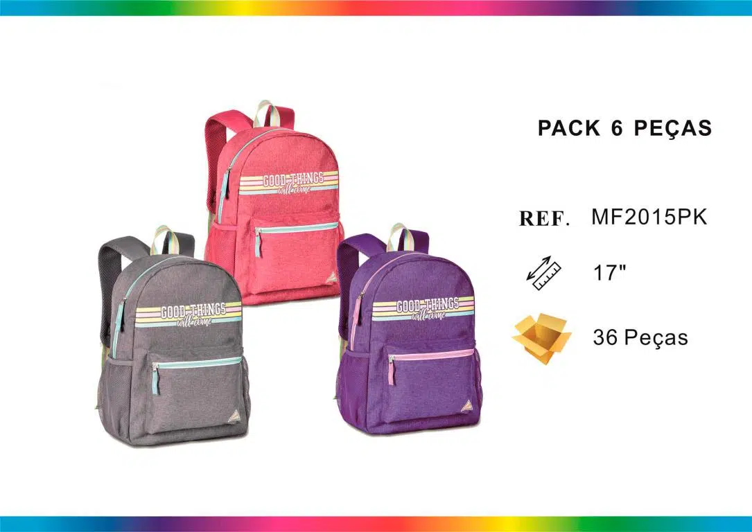 Mochila Escolar Juvenil con Diseño Frontal “Good Things Well Done” y Líneas de Colores