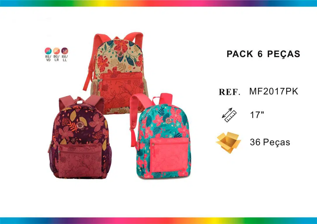 Mochila Escolar Juvenil con Diseño Floral Colorido, Compartimentos Laterales y Bolsillo Frontal