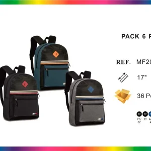 Mochila Escolar Juvenil con Bolsillo Frontal, Amplio Espacio y Diseño Rayas de Colores